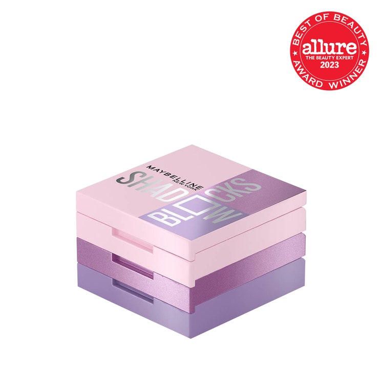 Maybelline New York Shadow Blocks Stacked Shadow Palette pink and purple stacked square eye shadow palette on white...