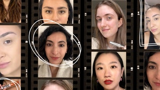 Best Brow Gels a film strip collage of Allure editors wearing brow gels