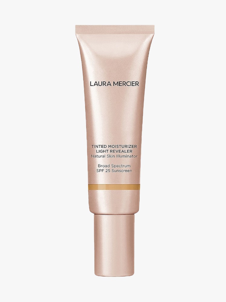 Laura Mercier Tinted Moisturizer Light Revealer Natural Skin Illuminator SPF 25 pale rose gold tube on light gray background