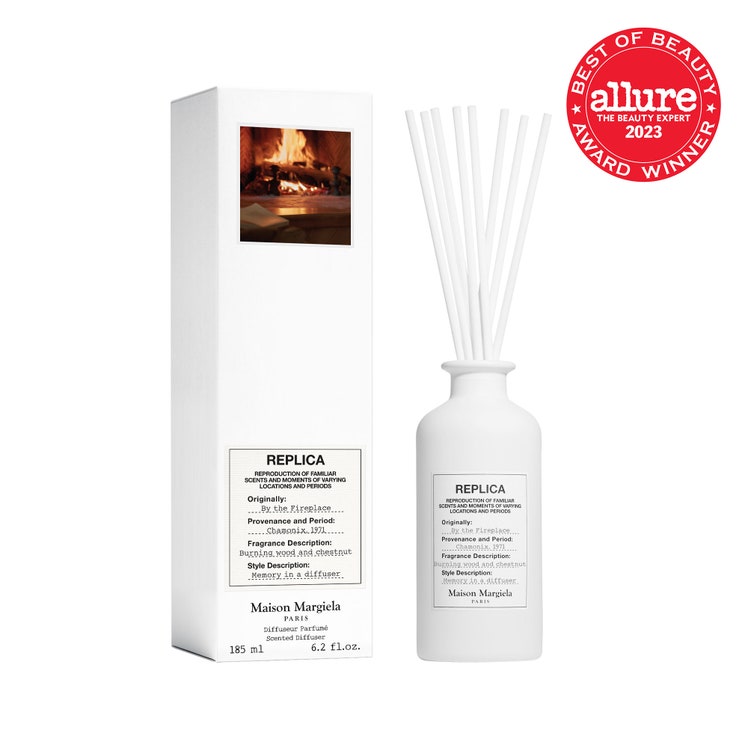 Maison Margiela Fragrances Replica By the Fireplace Diffuser white fragrance diffuser and box on white background with...