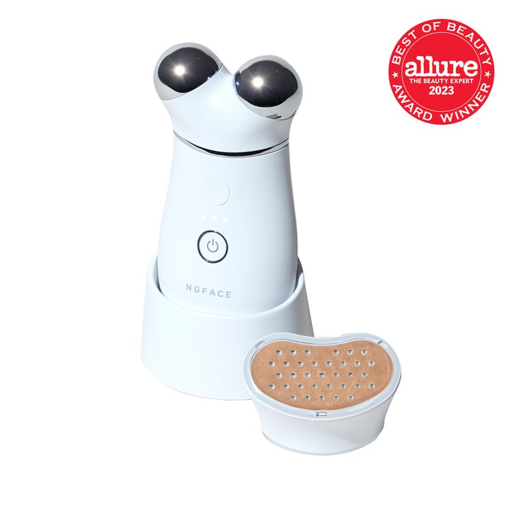 NuFace Trinity Smart Advanced Facial Toning Device With LED Red Light Attachment white microcurrent facial toning device...