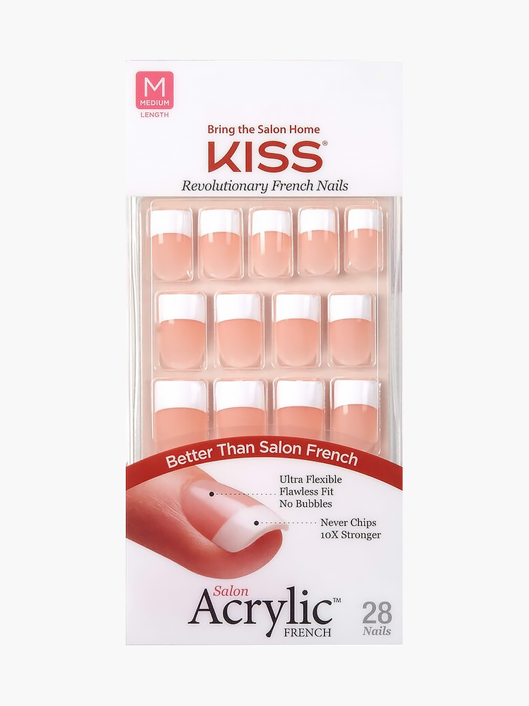 Salon Acrylic False Nails in Sugar Rush in branded white and red box packaging on light gray background